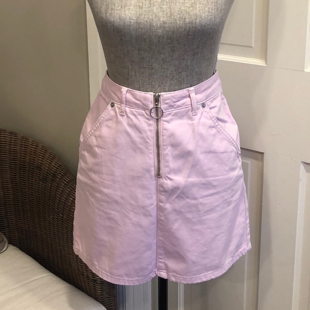 Topshop Light Pink Zip-Front Mini Skirt